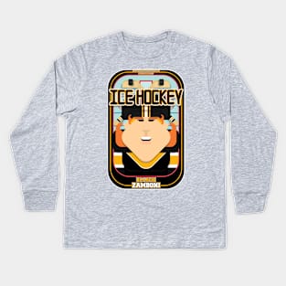 Ice Hockey Black and Yellow - Boardie Zamboni - Jacqui version Kids Long Sleeve T-Shirt